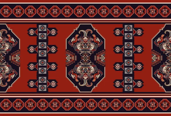 Барвиста декоративна Векторна конструкція для килимка, килима, tapis. Перська, індичка килим, текстиль. Геометричний квітковий фон. Абстрактний Орнамент з декоративними елементами. Абстрактний прямокутний килим — стоковий вектор