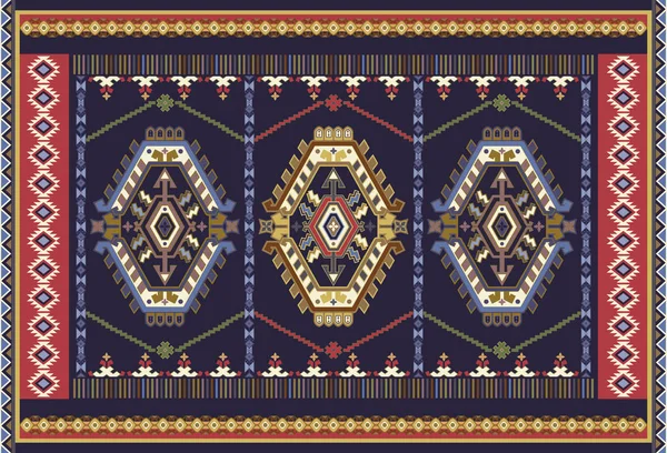 양탄자, 카펫, 타피에 대한 다채로운 장식 벡터 디자인. 페르시아어, 터키 양탄자, 섬유. 기하학적 꽃 배경입니다. 장식 요소와 추상 장식품. 추상 기하학적 카펫 템플릿 — 스톡 벡터