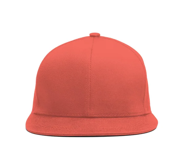 现代的 Snapback 前帽模型在活珊瑚颜色 以帮助您呈现您的帽子设计精美 你可以自定义这个帽子模型的几乎所有内容 以匹配您的帽子设计 — 图库照片