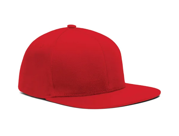 Bardzo Wymiarowe Boczne Snapback Cap Makiety Płomieniu Scarlet Kolor Który — Zdjęcie stockowe