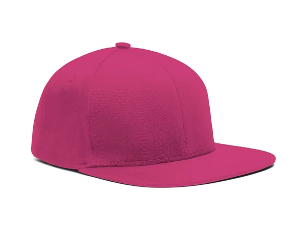 高度尺寸的侧视图捕捉帽模拟在粉红色孔雀颜色 以帮助您呈现您的帽子设计精美 您可以自定义这个现代模型的几乎所有内容 以匹配您的帽子设计 — 图库照片