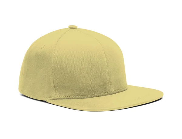 高度尺寸的侧视图捕捉盖模拟在黄色蛋黄色 以帮助您呈现您的帽子设计精美 您可以自定义这个现代模型的几乎所有内容 以匹配您的帽子设计 — 图库照片