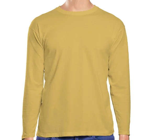 Yüksek Çözünürlüklü Görünüm Uzun Kollu Tişört Mock Içinde Misted Sarı — Stok fotoğraf
