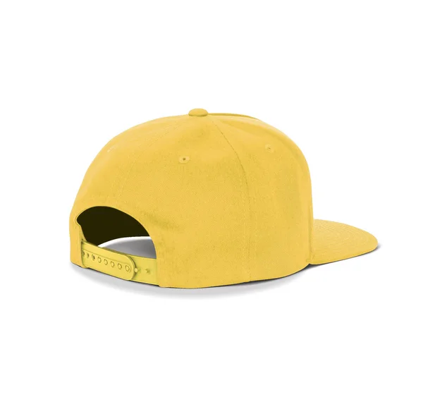 一个空白的后视图舞者帽模拟在自由黄色起来 以帮助您的设计精美 推广你的帽子品牌 通过这个高分辨率的模拟 — 图库照片