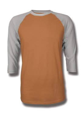 Bu Ön Görünüm Üç Çeyrek Kollu Beyzbol Tshirt Mock Up Sonbahar Maple Color içine grafik yapıştırma, Vitrin bir grafik tasarım yanlısı gibi tasarımlar