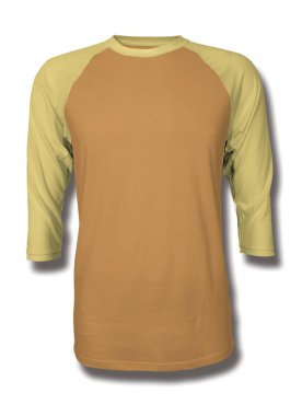 Bu Ön Görünüm Üç Çeyrek Kollu Beyzbol Tshirt Mock Up Tereyağı Scotch Renk içine grafik yapıştırma, Vitrin bir grafik tasarım yanlısı gibi tasarımlar