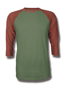 Bu Front View Üç Çeyrek Kollu Beyzbol Tshirt Mock Up Yeşil Kale Renk içine grafik yapıştırma, Vitrin tasarımları bir grafik tasarım yanlısı gibi