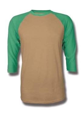 Bu Front View Üç Çeyrek Kollu Beyzbol Tshirt Mock Up Oak Buff Renk içine grafik yapıştırma, Vitrin bir grafik tasarım yanlısı gibi tasarımlar