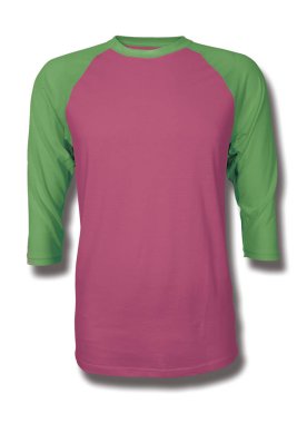 Bu Ön Görünüm Üç Çeyrek Kollu Beyzbol Tshirt Mock Up Pembe Tavus kuşu Renk içine grafik yapıştırma, Vitrin bir grafik tasarım yanlısı gibi tasarımlar
