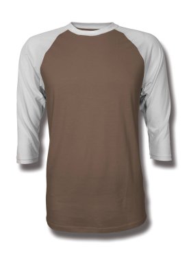 Bu Front View Üç Çeyrek Kollu Beyzbol Tshirt Mock Up Royal Brown Color içine grafik yapıştırma, Vitrin bir grafik tasarım yanlısı gibi tasarımlar