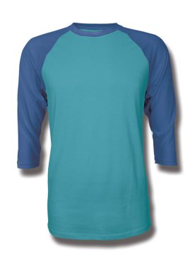 Bu Front View Üç Çeyrek Kollu Beyzbol Tshirt Mock Up Scuba Blue Color içine grafik yapıştırma, Vitrin bir grafik tasarım yanlısı gibi tasarımlar