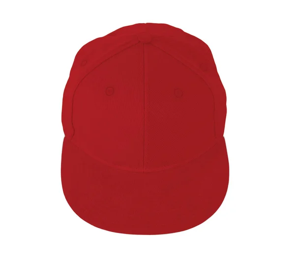 Górę Zobacz Snapback Cap Makiety Płomieniu Scarlet Kolor Jest Łatwy — Zdjęcie stockowe