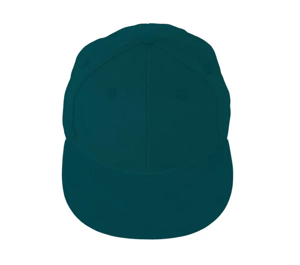 Się Widok Snapback Cap Makiety Cieniowanym Spruce Color Jest Łatwy — Zdjęcie stockowe