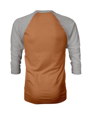 Vitrin bir grafik tasarım yanlısı gibi kendi tasarımları, bu Back View Üç Çeyrek Kollu Beyzbol Tshirt Mock Up Sonbahar Akçaağaç Renk şablonları güzellik tasarımı ekleyerek.