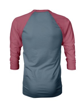 Vitrin bir grafik tasarım pro gibi, bu Back View Üç Çeyrek Kollu Beyzbol Tshirt Mock Up Mavi Taş Renk şablonları için güzellik tasarımı ekleyerek.