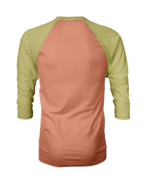 Vitrin bir grafik tasarım pro gibi, bu Back View Üç Çeyrek Kollu Beyzbol Tshirt Mock Up Cadmium Turuncu Renk şablonları için güzellik tasarımı ekleyerek.