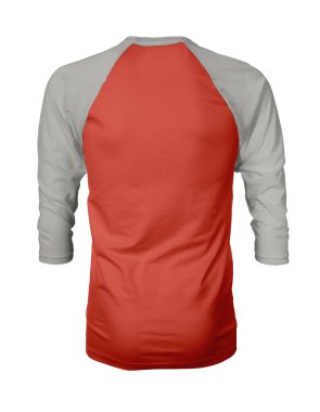 Vitrin bir grafik tasarım pro gibi, bu Back View Üç Çeyrek Kollu Beyzbol Tshirt Mock Up Kiraz Domates Renk şablonları güzellik tasarımı ekleyerek.