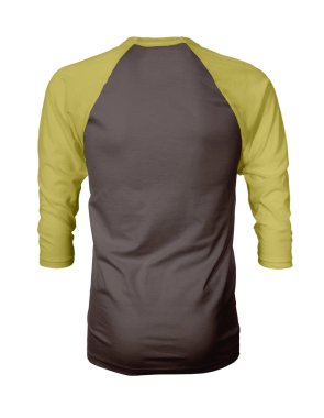 Vitrin bir grafik tasarım pro gibi, bu Back View Üç Çeyrek Kollu Beyzbol Tshirt Mock Up Chicory Kahve Renk şablonları için güzellik tasarımı ekleyerek.