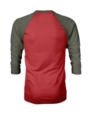 Vitrin bir grafik tasarım pro gibi, bu Back View Üç Çeyrek Kollu Beyzbol Tshirt Mock Up Alev Scarlet Renk şablonları güzellik tasarımı ekleyerek.