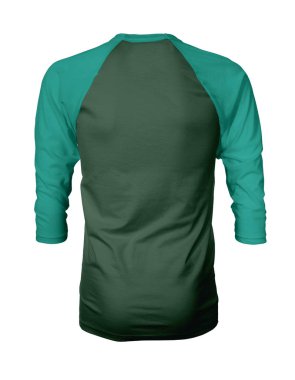 Vitrin bir grafik tasarım pro gibi, bu Back View Üç Çeyrek Kollu Beyzbol Tshirt Mock Up Yeşil Eden Renk şablonları güzellik tasarımı ekleyerek.