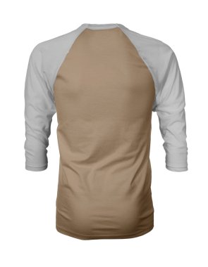 Bu Back View Üç Çeyrek Kollu Beyzbol Tshirt Mock Up Buzlu Kahve Renk şablonları güzellik tasarımı ekleyerek, bir grafik tasarım yanlısı gibi kendi tasarımları vitrin.