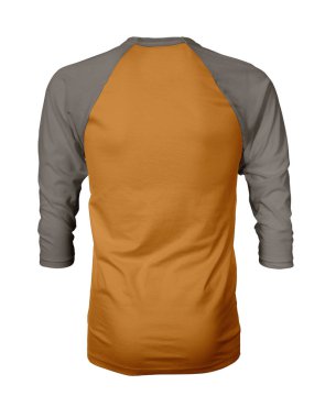 Vitrin bir grafik tasarım pro gibi, bu Back View Üç Çeyrek Kollu Beyzbol Tshirt Mock Up Işık Cheddar Renk şablonları güzellik tasarımı ekleyerek.