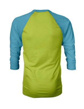 Bu Back View Üç Çeyrek Kollu Beyzbol Tshirt Mock Up Lime Punch Renk şablonları güzellik tasarımı ekleyerek, bir grafik tasarım yanlısı gibi kendi tasarımları vitrin.