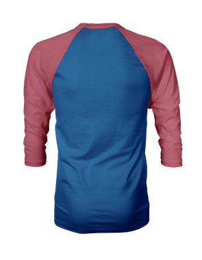 Vitrin bir grafik tasarım pro gibi, bu Back View Üç Çeyrek Kollu Beyzbol Tshirt Mock Up Prenses Mavi Renk şablonları güzellik tasarımı ekleyerek.