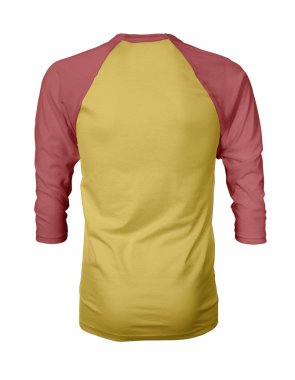 Vitrin bir grafik tasarım pro gibi, bu Back View Üç Çeyrek Kollu Beyzbol Tshirt Mock Up Prime Rose Color şablonları güzellik tasarımı ekleyerek.