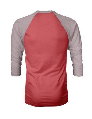 Bu Back View Üç Çeyrek Kollu Beyzbol Tshirt Mock Up Kırmızı Cayenne Renk şablonları için güzellik tasarımı ekleyerek, bir grafik tasarım yanlısı gibi kendi tasarımları vitrin.