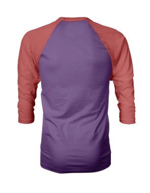 Bu Back View Üç Çeyrek Kollu Beyzbol Tshirt Mock Up Royal Lilac Color şablonları güzellik tasarımı ekleyerek, bir grafik tasarım yanlısı gibi kendi tasarımları vitrin.