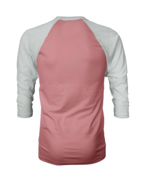 Vitrin bir grafik tasarım pro gibi, bu Back View Üç Çeyrek Kollu Beyzbol Tshirt Mock Up Çilek Buz Rengi şablonları güzellik tasarımı ekleyerek.