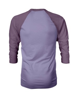 Bu Back View Üç Çeyrek Kollu Beyzbol Tshirt Mock Up Violet Tulip Color şablonları güzellik tasarımı ekleyerek, bir grafik tasarım yanlısı gibi kendi tasarımları vitrin.