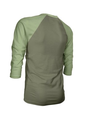 Markanızın logosunu bu üç çeyreklik açılı kollu beysbol tişörtünde gösterin Teraryum Yosun Rengi ile Mock Up. Web siteleriniz ve basılı pazarlama materyalleriniz için