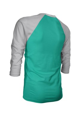 Markanızın logosunu bu Köşeli Üç Kollu Beyzbol Tişörtünün üzerinde gösterin Mavi Arcadia Rengi ile Mock Up. Web siteleriniz ve basılı pazarlama materyalleriniz için