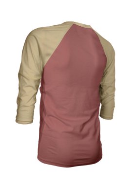 Markanızın logosunu bu Açı Arkalı Üç Kollu Beyzbol tişörtünde gösterin. Chili Yağı Rengiyle Mock Up. Web siteleriniz ve basılı pazarlama materyalleriniz için