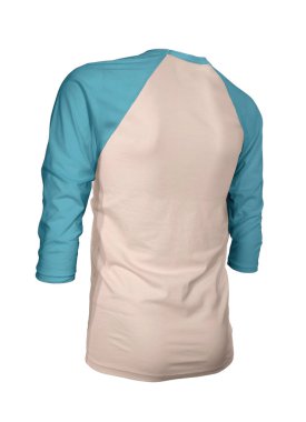 Markanızın logosunu bu Köşeli Üç Kollu Beyzbol tişörtünün üzerinde gösterin. Kremalı Peche Rengi 'nde Mock Up. Web siteleriniz ve basılı pazarlama materyalleriniz için