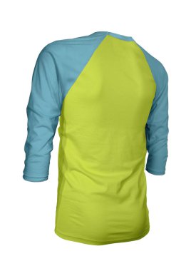 Markanızın logosunu bu Köşeli Üç Kollu Beyzbol tişörtünün üzerinde gösterin. Lime Punch renginde Mock Up. Web siteleriniz ve basılı pazarlama materyalleriniz için