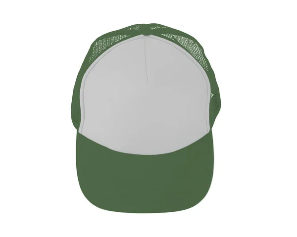 令人印象深刻的向上视图现实的帽子造型在绿色Kale颜色 将你的品牌设计或标志添加到这个现实的帽子模型上 — 图库照片