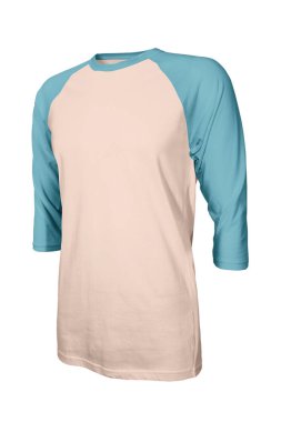 Bu Üç Çeyrek Kollu Beyzbol tişörtü üzerinde kendi logonuzu gösterin. Kremalı Peche Rengi ile Mock Up. Elbiselerinizi bu fotorealistik modelle karşıdan karşıya geçirin.