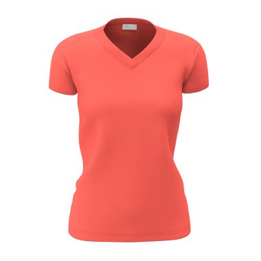 Bu Öndeki Kadın V-Neck tişörtleri Yaşayan Mercan Rengi ile tasarım sürecinizi kolaylaştırır.
