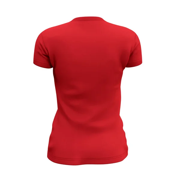 Back View Womens Neck Shirts Mock Flame Scarlet Color Easy — 스톡 사진