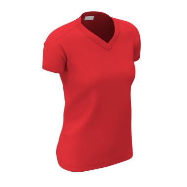 Elbiselerinizi bu yandan görünüşlü kadın V yaka tişörtü ile tanıtın. Alev kırmızısı gömlekler giyin ve gülümseyin..