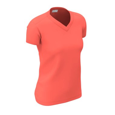 Elbiselerinizi bu yandan görünüşlü kadınlar V yaka tişörtü ile tanıtın Yaşayan Mercan Rengi ile süsleyin ve gülümseyin.