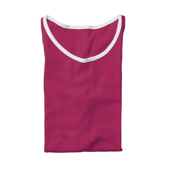 Folded Male Tank Top Mock Dark Sangria Color Simple Template — Stock Photo, Image