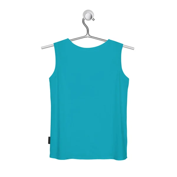 Este Back View Modern Tank Top Mock Scuba Blue Color — Fotografia de Stock