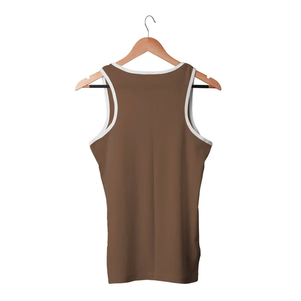 Grab Back View Mężczyzna Tank Top Tshirt Mock Royal Brown — Zdjęcie stockowe