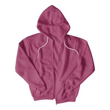 Tasarımınızı profesyonel ve göz alıcı ürün resimleriyle gösterin, bu Önden Bakış Gösterişli Kapüşonlu Mockup ile Tam Fermuarlı Koyu Sangria Renkli.