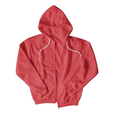 Tasarımınızı profesyonel ve göz alıcı ürün resimleriyle gösterin, Bu Ön Görünüm Lüks Kapüşonlu Mockup Tam Fermuarlı Kırmızı Fermuarlı.