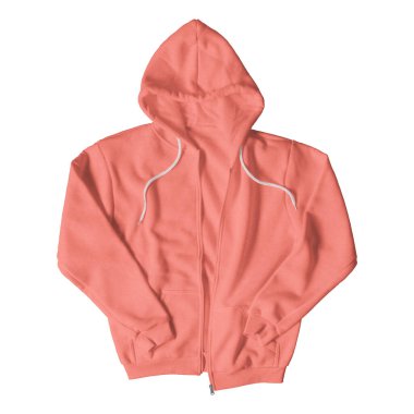 Tasarımınızı profesyonel ve göz alıcı ürün resimleriyle gösterin, bu Yaşayan Mercan Rengi Tam Fermuarlı Ön Görünümlü Kapüşonlu Mockup ile.